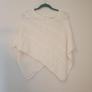 LOFT Factory Cream Cable Knit Asymmetrical Poncho